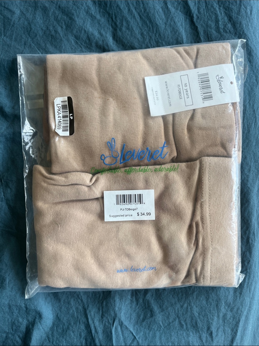 Leveret Kids Pajama Set in Beige